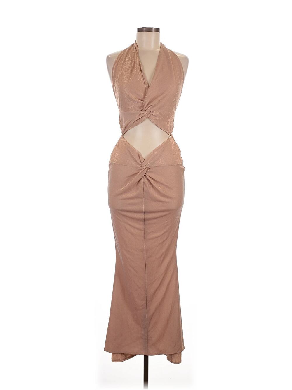 Retrofete Cutout Maxi Dress Rose Gold Shimmer Halter Size Small
